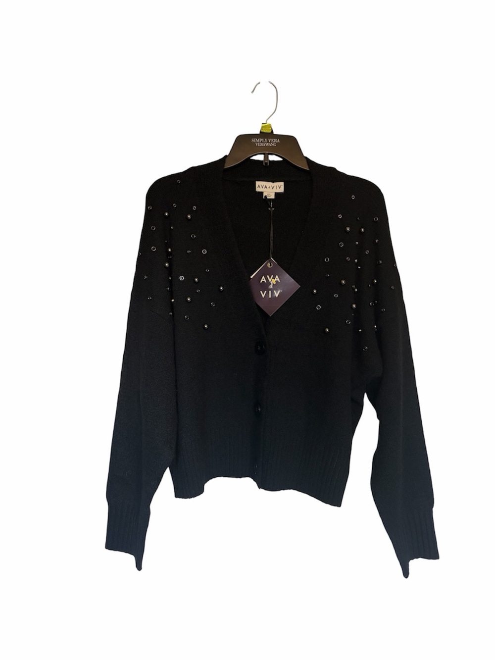 Target Ava & Viv Black Embellished V-Neck Cardigan